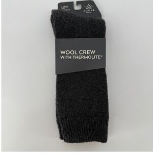 Alpine Design Mens Wool Crew Socks with‎ Thermolite Charcoal  Large 9-12